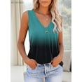 thumbnail image 3 of BadPiggies Womens Tank Tops V Neck Sleeveless Gradient T Shirts Summer Tunic Tops Blouse (L, Green), 3 of 5