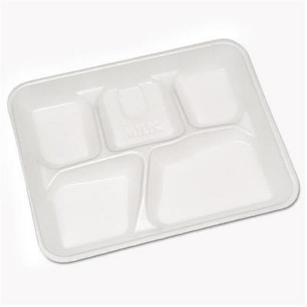 PCT Lightweight Foam School Trays, White 8.5 in. 500 Per Carton