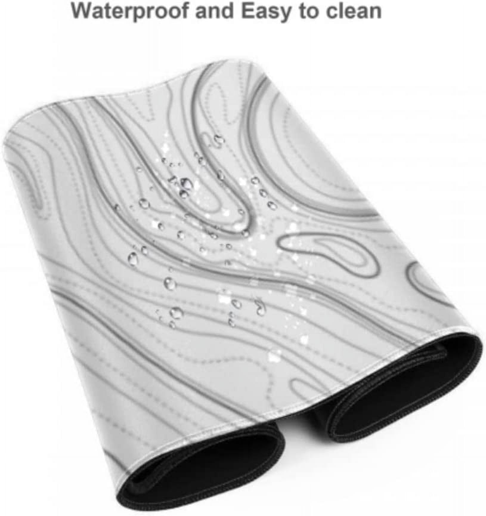 Large Gaming Mouse Pad 35.4 x 15.7 inches,White Topographic Design Extended Mousepad, Non-Slip Base, Water Resist Keyboard Pad, Desk Mat for Gamer, Office & Home
