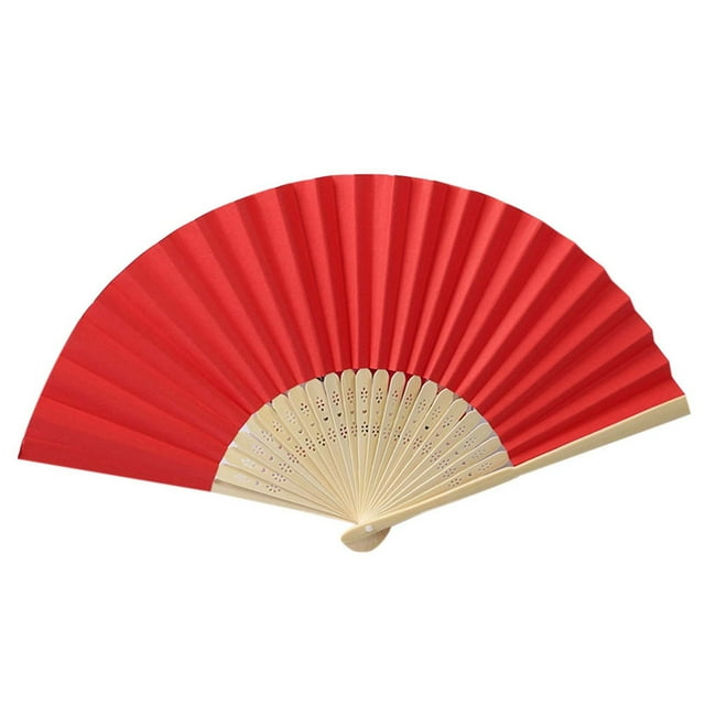 Pattern Folding Dance Wedding Party Lace Silk Folding Hand Held Solid Color Fan