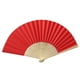 thumbnail image 2 of Abanico de papel plegable de 7 pulgadas 007 Rojo, Abanico de boda de danza de patrón plegable de encaje de seda de color sólido, 2 of 2