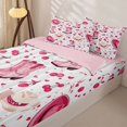 thumbnail image 3 of Erosebridal Western Cowgirl Pattern Zipper Twin Comforter Sets with Fitted Sheet and 2 Pillowcases,Cherry Fruit Print Zipper Bedding Set,Pink White,Pink Reversible, 3 of 6