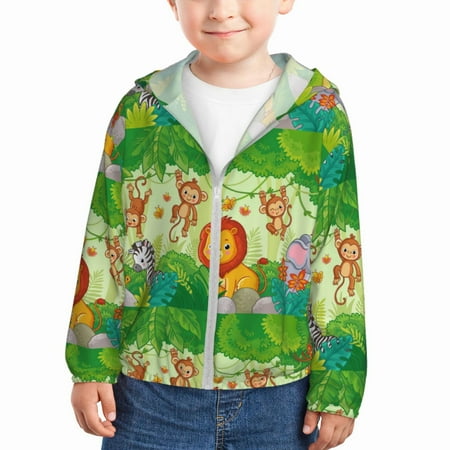 

Zeuib African Animals in the Jungle Print Girls & Boys Sun Protection Hoodie with UPF 50+ Children’s Quick-Dry Jacket Perfect for Outdoor Activities-3 Years