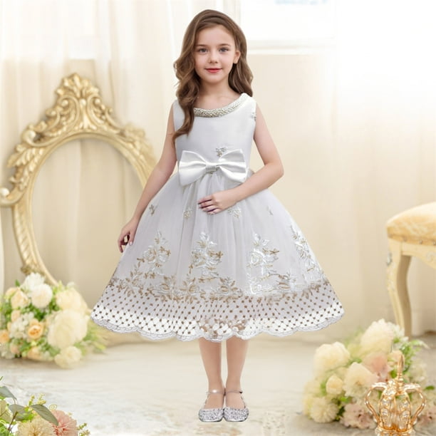 Vestidos de niña Vestidos de princesa con volantes de gasa para niña Vestido plisado para niña Vestido formal de poliéster para niña