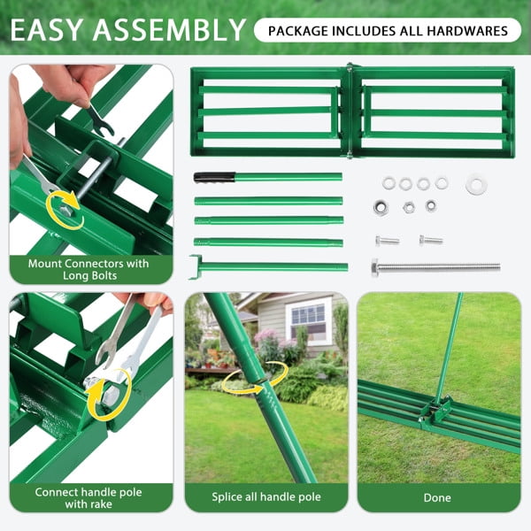 Lawn Leveling Rake,30-inch Heavy-duty Steel Leveler Tool with 75'' Extended Handle for Yard & Garden