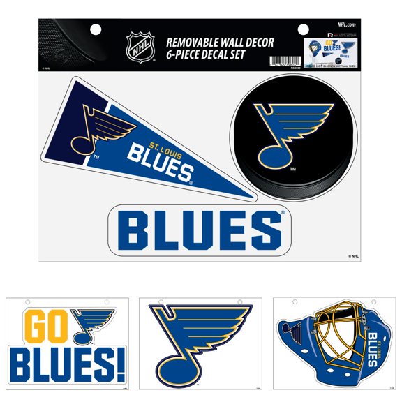St Louis NHL Hockey Blues Set of 6 Removable Wall Decal Stickers