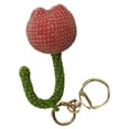 thumbnail image 2 of enjoywould Porte-Clés Tressé au Crochet Couleur Contraste en Acier Inoxydable Rond Cerceau Mignon Forme de Tulipe Utile Porte-Clés de Voiture Utilisation Quotidienne Approvisionnement, 2 of 5