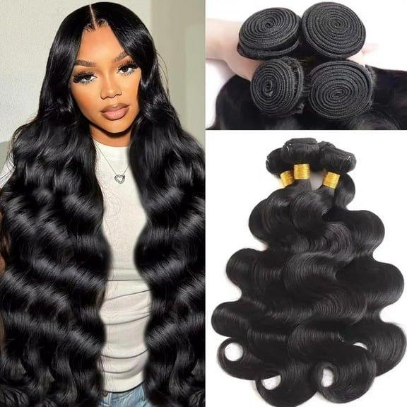 Human Hair Bundles Body Wave 12 14 16 18 Inch 100% Unprocessed Brazilian Virgin Hair Extension 12A Quick Weave 4 Bundles Human Hair Natural Black