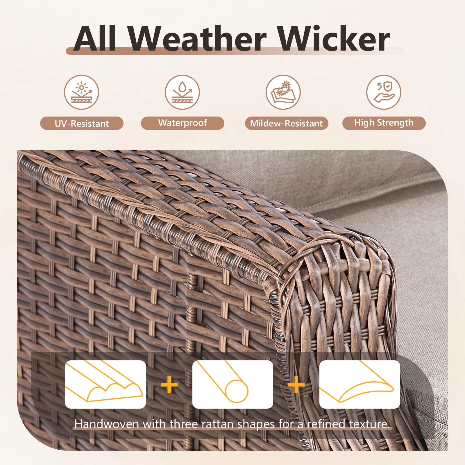 Bellefurn Outdoor Patio Swivel Rocker Patio Chairs with 6" Thick Cushion and Side Table,Rattan Patio Swivel Glider Chairs Outdoor Furniture Set Conversation Set for Porch,Deck,Yard