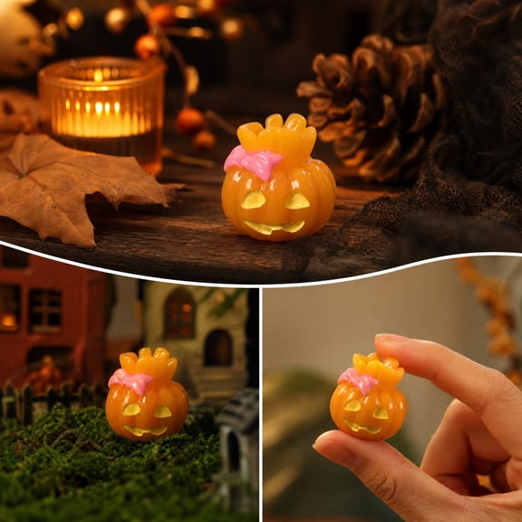 YuanGuangQ Halloween Resin Pumpkin Ornament, Miniature Artificial Pumpkin Figurine Festive Decorative Ornament, for Home Party DIY Crafts Tabletop Holiday Indoor Decoration