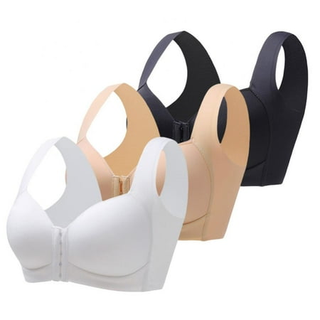 

3pcs Front Buckle Bra Women Seamless Bra Wild Wire Free Bra Back Smoothy Bra Push Up Tank Bra U-shape Vest Type Bra 3/4 Cup Bra Thin Mold Cup Bra