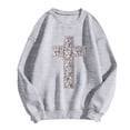 thumbnail image 4 of Chandail en Molleton Ras du Cou pour Femmes Imprimé Los Angeles Automne Col Rond Manches Longues Chandail en Molleton Oversize Chandail avec Épaule Tombante Design Chandail de Sport Femme Gris Clair m, 4 of 4