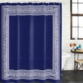 thumbnail image 3 of Shower Curtain Bathroom Set Navy Blue Abstract Geometric Waterproof Fabric Shower Curtains with Grommets&Hooks, Back Print Border Privacy Bath Curtain for Bathtub 36x72in, 3 of 9