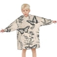 thumbnail image 3 of Beige Butterfly Plant Pattern Blanket Hoodies for Kids 6-13YR Oversize Wearable Blanket Hoodies for Boys Girls Teens, 3 of 7