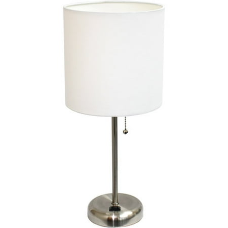 LimeLights Stick Lamp with Outlet and Fabric Shade