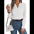 thumbnail image 1 of Blusa Plisada de Larga con Cuello en V para Mujer, Ideal para Oficina XL, 1 of 8