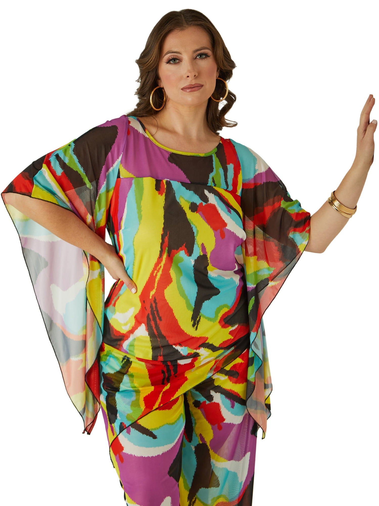Ashley Stewart Women's Plus Mesh Asymmetrical Poncho, Sizes 10/12-26/28