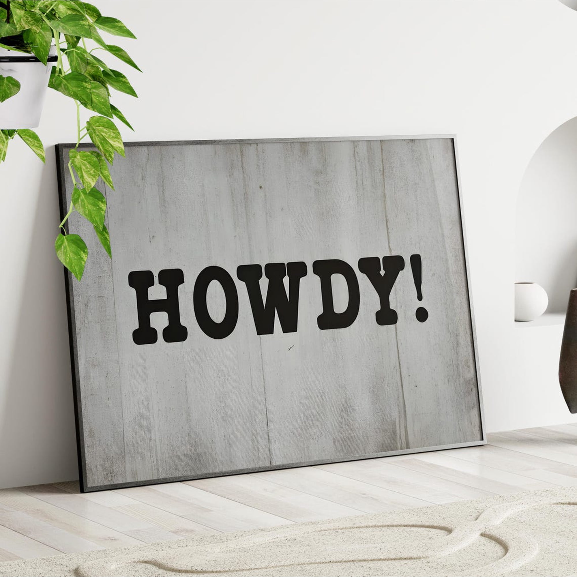 Minimalist Howdy Typography Wall Art Print Retro Western Farmhouse Decor