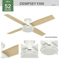 thumbnail image 4 of Hunter - Dempsey Indoor Low Profile Ceiling Fan, Remote, 52-inch, Fresh White, Modern-style, 3-speed WhisperWind Motor, 59248, for Living Rooms, Bedrooms, 4 of 16