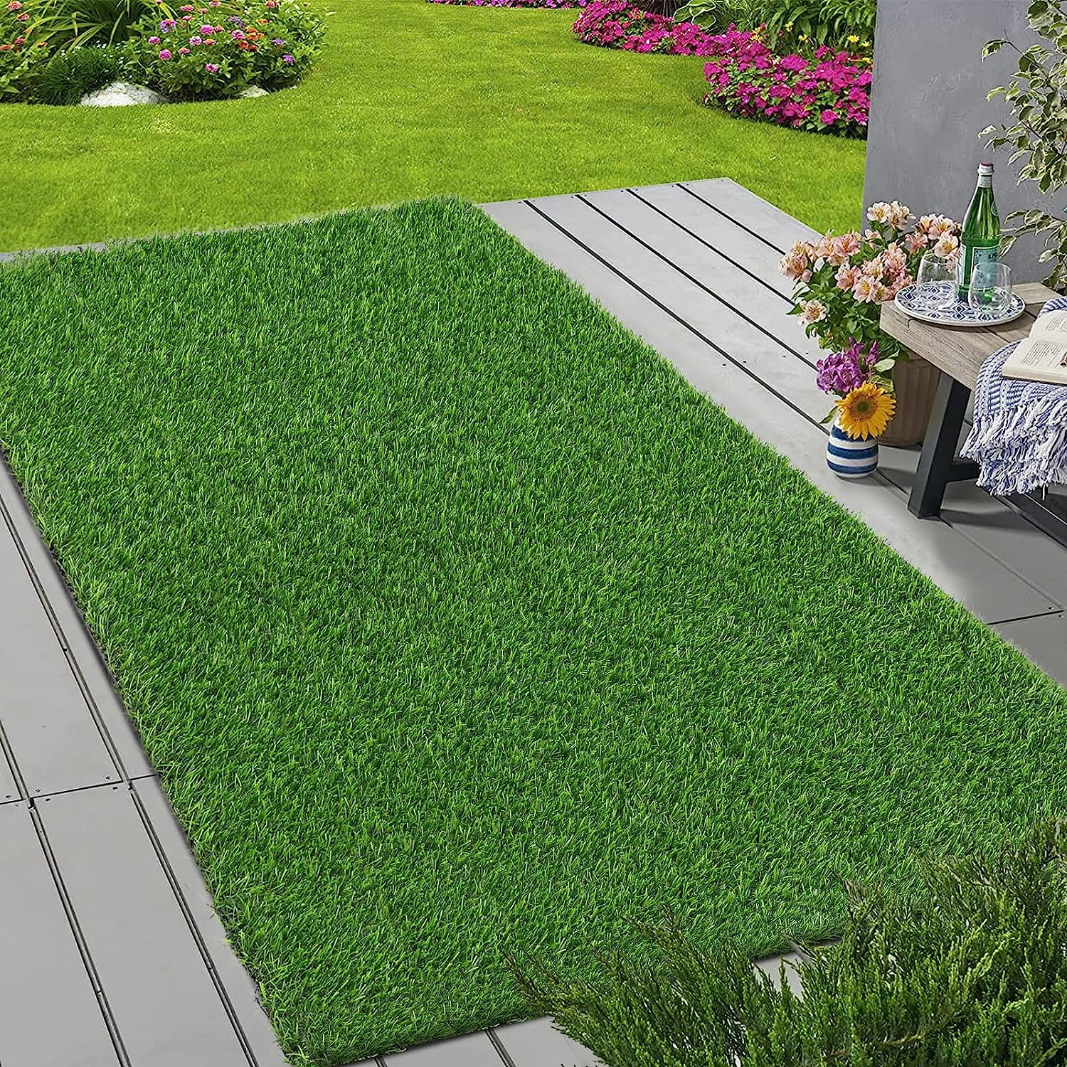 GOTGELIF Artificial Grass Turf 2.95x4.92FT Realistic Artificial Grass