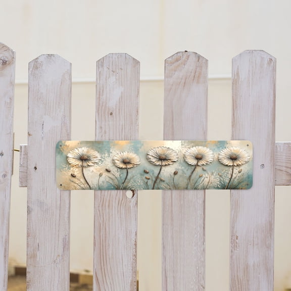 White Floral Vintage Metal Tin Sign 16x4 Inch Rustic Flower Wall Decor Home Decor Gift For Bedroom Bathroom Room