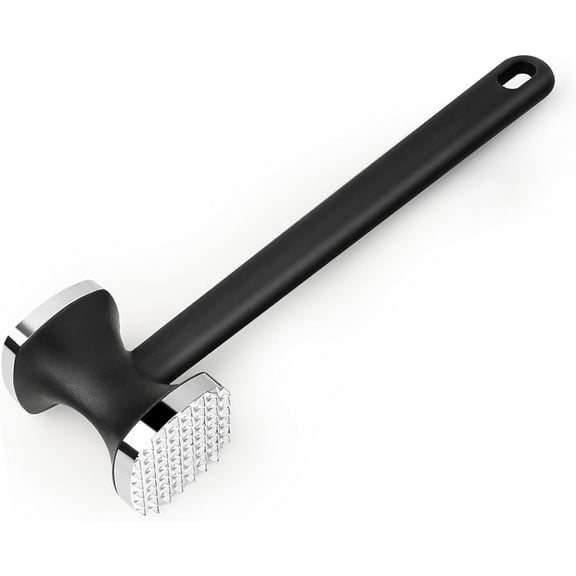 BYXAS Patented Dual-Sided Meat Tenderizer, Heavy Duty Kitchen Mallet with Soft Handle, Spiked Side Tenderizes and Smooth Flattens, Maximize Food Flavor, Commercial Grade Chicken Pounder, Black