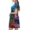 thumbnail image 2 of Naloa Vibrant Fluid Motion Art Print Womens Summer A-Line Dress with Pockets,Short Sleeve Dresses,Flowy Beach Swing Dress for Vacation Travel, 2 of 6