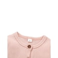 thumbnail image 3 of Qiylii Unisex Baby Solid Color Romper, Long Sleeve O-neck Ribbed Jumpsuit, 3 of 6
