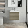 thumbnail image 2 of 30" Modern Floating Bathroom Vanity with Sink, Wall-Mounted Bathroom Storage Vanity Cabinet with Resin Top Basin and Soft Close Drawers, Grey, 2 of 7
