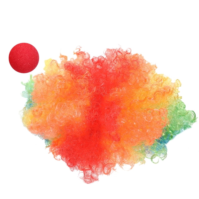 EeaseMX Peluca de cabeza explosiva para cosplay, peluca de payaso divertida y esponjosa, peluca de fiesta de payaso, kit de nariz roja