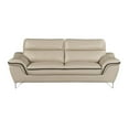 thumbnail image 2 of Titan Furnishings 86" Modern Wood and Leather Upholstered Sofa in Beige, 2 of 17