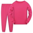 thumbnail image 1 of Hiiyo Little Girls Outfits Solid Color Pajamas Long Sleeve T-Shirt Pant Sleepwear 2Pcs Pjs Set, 1 of 4
