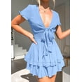 thumbnail image 4 of Vestido PRETTYGARDEN Cuello en V Manga Corta con Volantes y Lazo XXL, 4 of 6