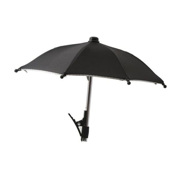 Paraguas para teléfono, protección solar, compacto, impermeable, clip protector para teléfono móvil Negro