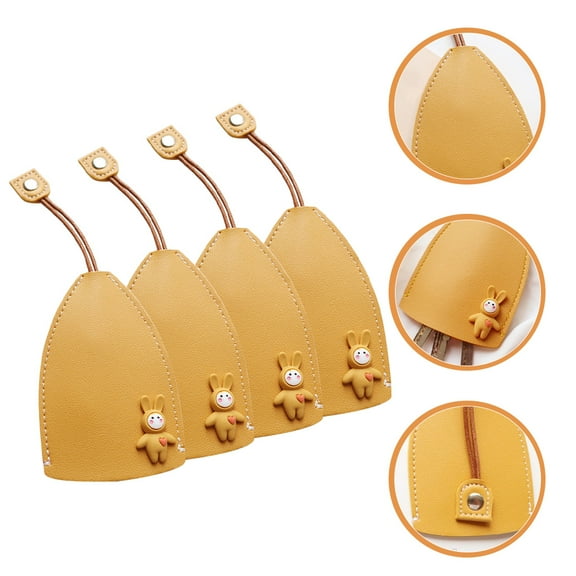 Pretyzoom 4Pcs Key Pouch Yellow PU Dustproof for Women
