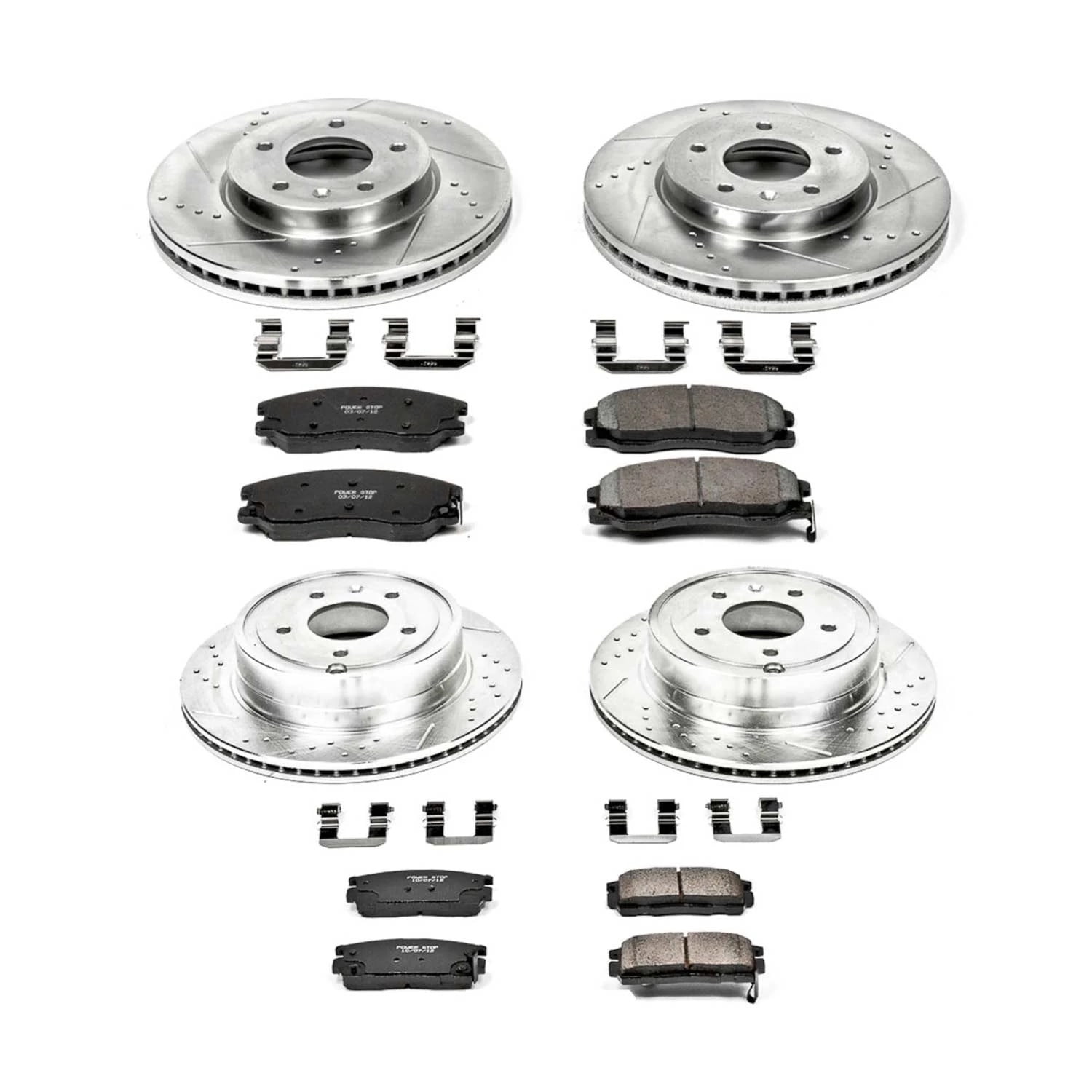 PowerStop Front and Rear Z23 Evolution Sport Carbon-Fiber Ceramic Brake Pad and Drilled & Slotted Rotor Kit Fits: CHEVROLET PONTIAC SATURN SUZUKI Select Models K2091