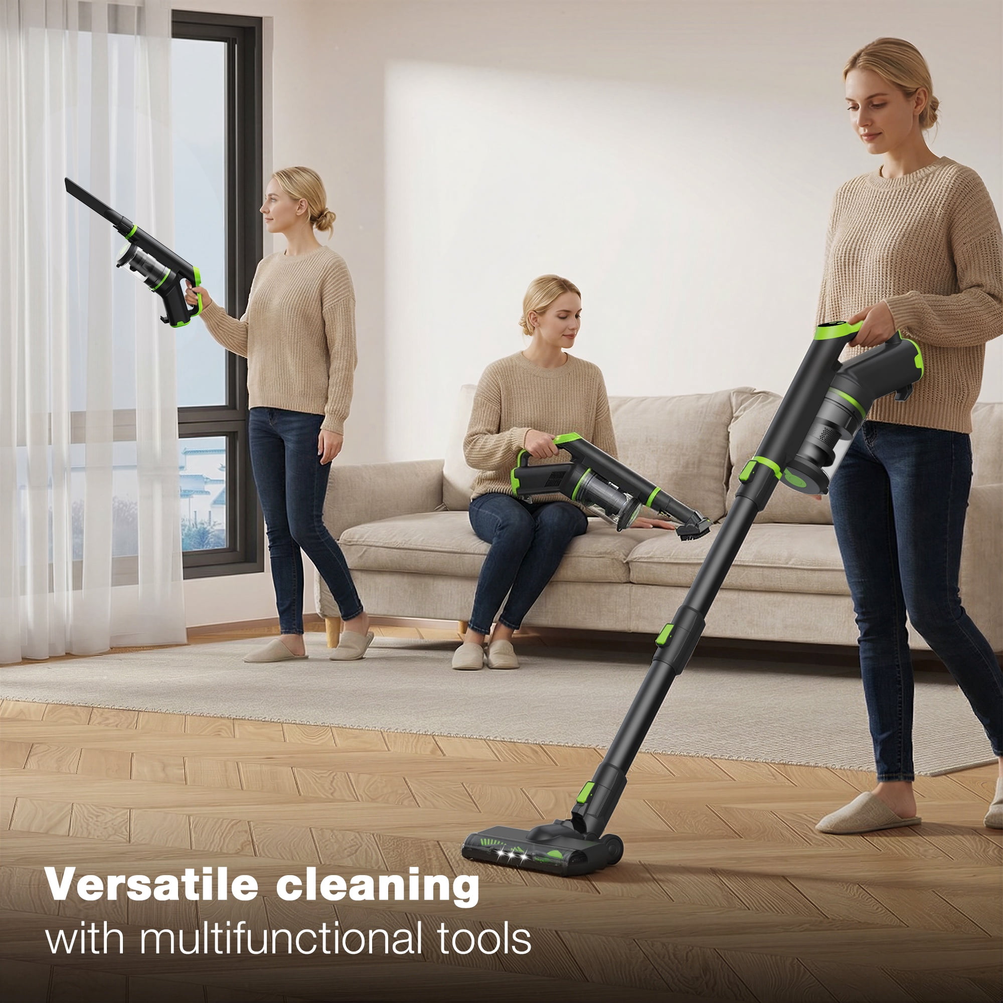Maircle Anti-Tangle Cordless Stick Vacuum, Powerful But Quiet Cordless Vacuum With LED Display & Fade-Free Suction, Lightweight Vacuum Cleaner For Hard Floors, Carpets, Pet Hair