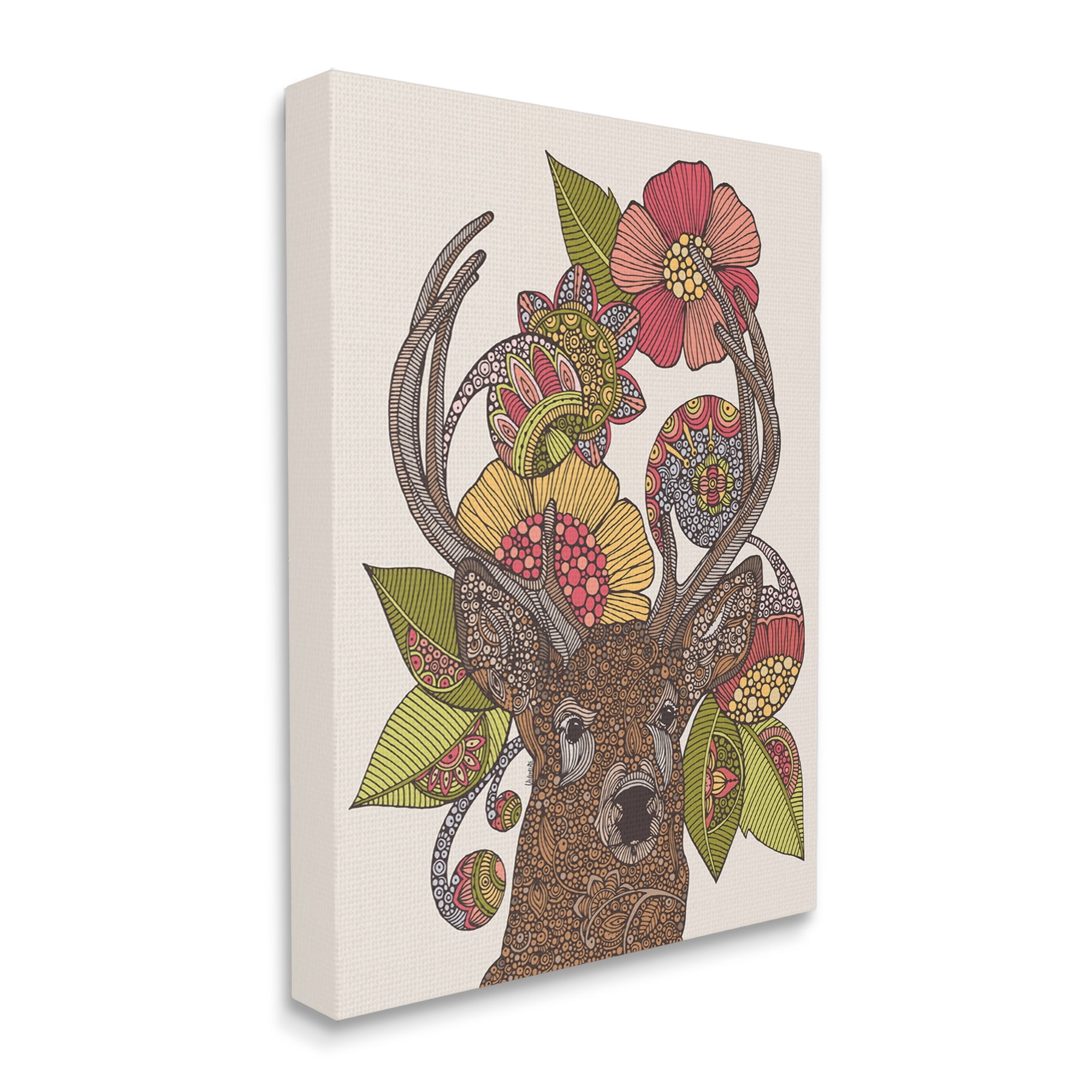 Stupell Industries Detailed Deer Wild Floral Blossoms Mandala Fractals Graphic Art Gallery Wrapped Canvas Print Wall Art, Design by Valentina Harper
