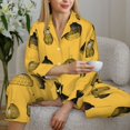 thumbnail image 6 of Pajama Sets for Women 2 Pcs, Light Bulbs Print yellow Button Down Long Sleeve Sleepwear Lounge PJ Sets, 6 of 6