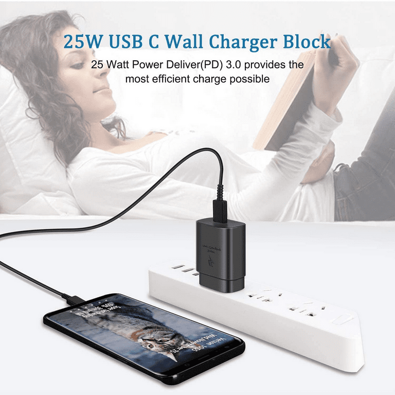 for Samsung Galaxy S20 FE 5G S21 S23 Ultra Plus A53 Phone Fast Charger, for  Samsung USB-C Super Fast Charging Power Adapter-25W PD Charger Block, for