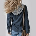 thumbnail image 3 of TFEOQRY Women's Winter Corduroy Cardigan Jacket New Casual Solid Color Button Hooded Drawstring Outwear Long Sleeved Top Jacket Pocket Blue, 3 of 6