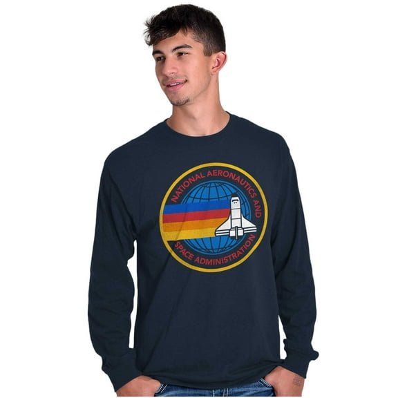 Retro NASA Space Shuttle Rainbow Long Sleeve TShirt Men Women Brisco Brands S