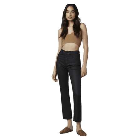 $199 DL1961 Women s Patti High Rise Straight Ankle Coated Jeans Black 27