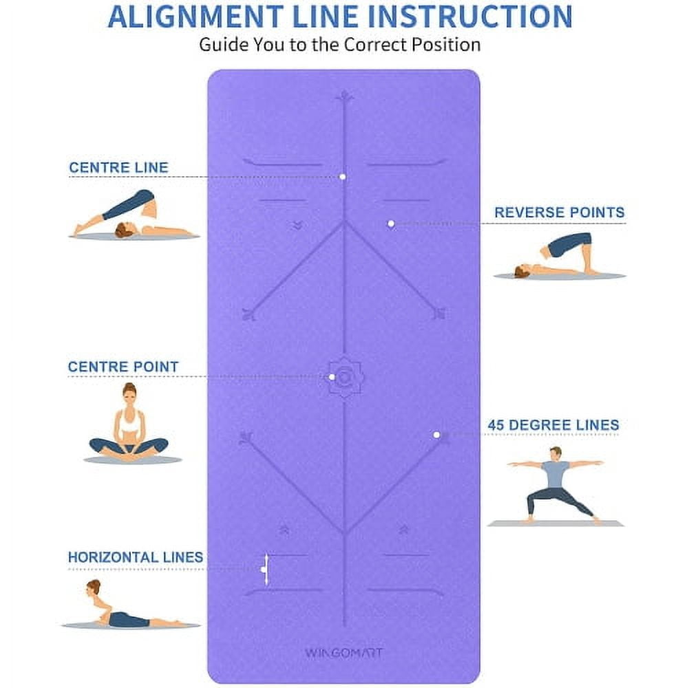 WINGOMART Yoga Mat with Alignment Lines TPE Two Sides Anti