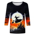 thumbnail image 4 of Halloween Shirts for Women, 3/4 Sleeve Fall Tops, Funny Witch Graphic Crew Neck Tee, Halloween Party Costume Perfect Gifts, 4 of 5