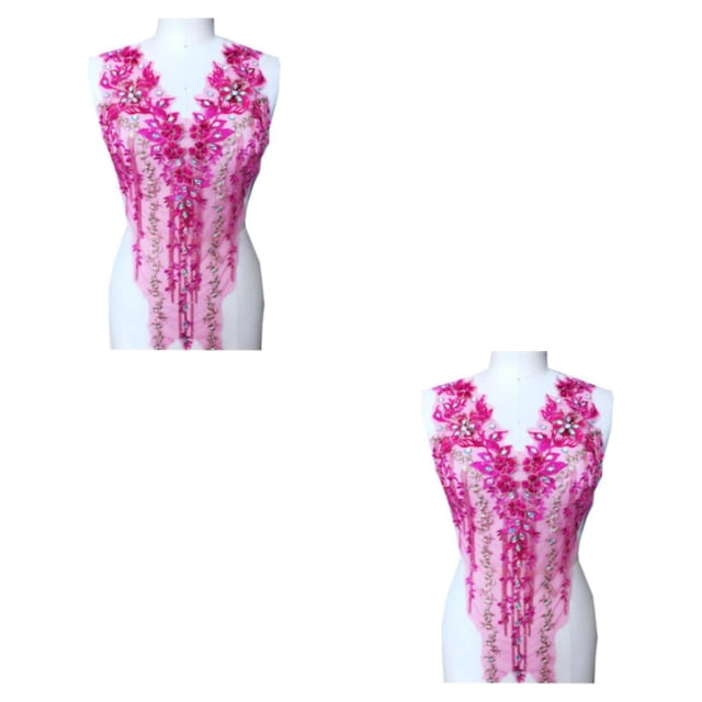 Apliques de encaje resistentes y duraderos para corpiño de boda o accesorio de vestido de baile rosa rosa rojab 2Conjunto Monstrate