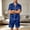 Dark Blue, variant on Men's Satin Pajama Set with Short Sleeves and Contrast Piping Featuring Button Down Shirt and Elastic Waist Shorts for Summer Night Sleep Lounging or Honeymoon Gifts Red L
