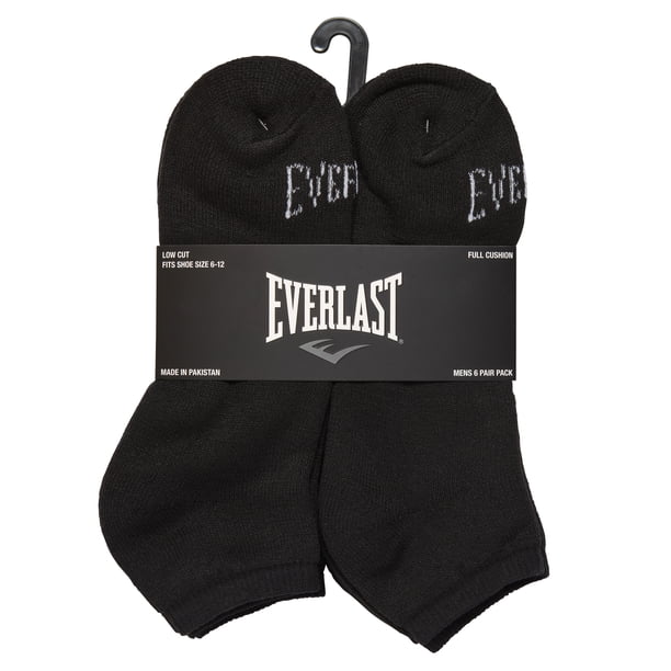 6 Pares de Calcetines Everlast de Corte Bajo y Cojín Completo para Hombre, Talla 10-13 (Negro)