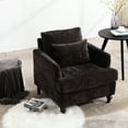 thumbnail image 2 of Reading Seat: Chenille Fabric, Solid Wood, Modern (black Office Relax Chair: Wood Base, 2 of 6