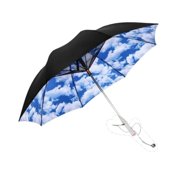 Paraguas con ventilador, protección solar, paraguas para la lluvia, recargable por USB, resistente al viento. cielo y nubes